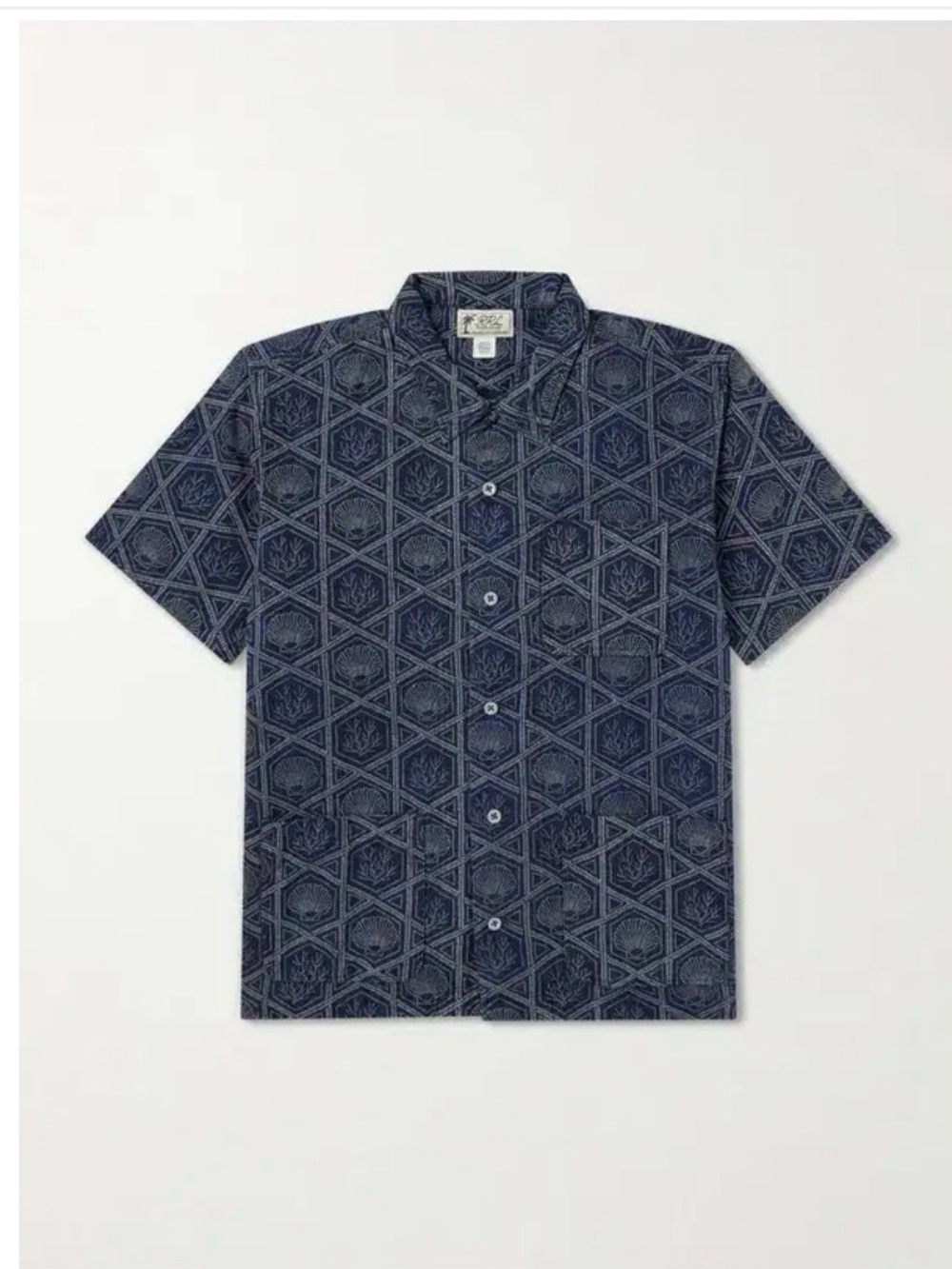 Ralph Lauren Double RL Navy Geometric Short-Sleeve Button-Down Shirt